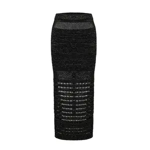 Crochet Lurex Knit Skirt