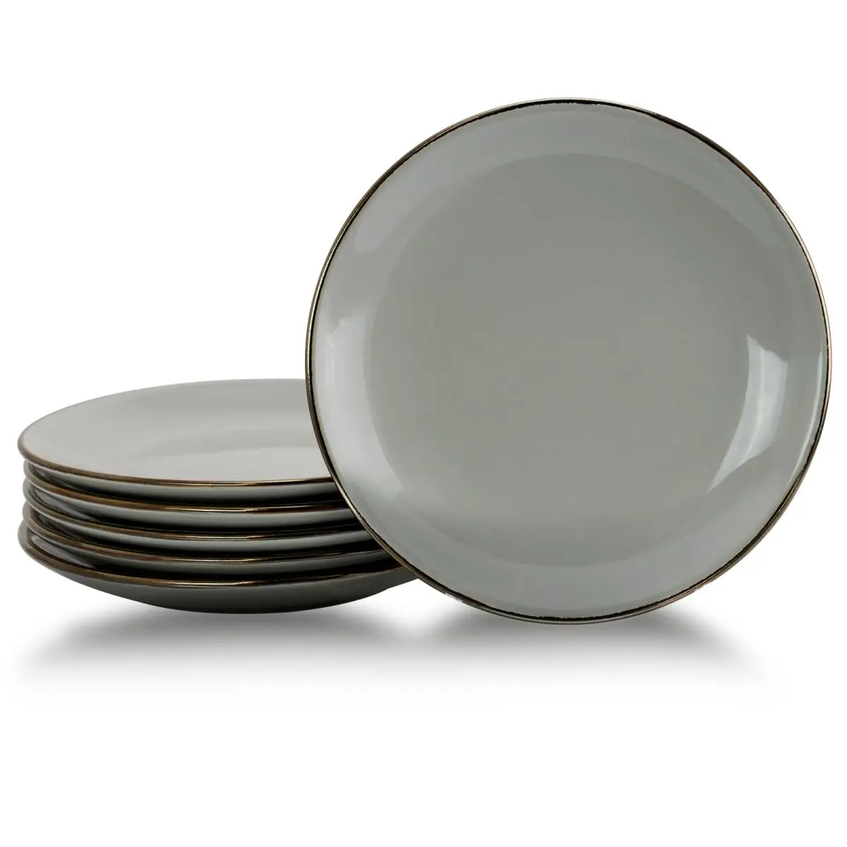 Elama EL-TAHITIANSAND 7.75 in. Tahitian Sand Salad Plate Set, Light Grey - 6 Piece