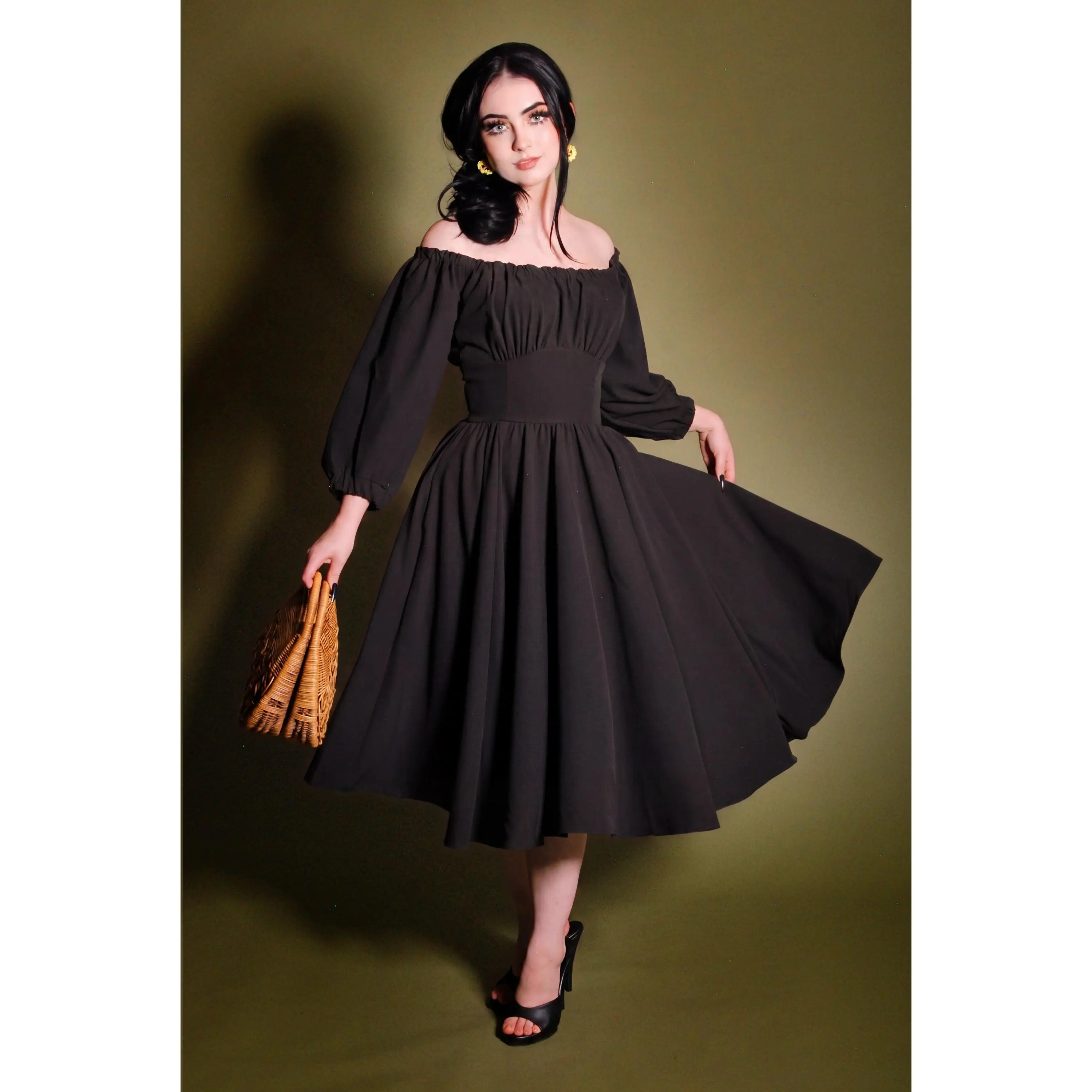 Marie-Thérèse Peasant Dress in Black