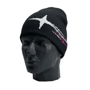 Shooting Star Beanie for Streetwear & Casual Wear Soft Knit with Bold Pink Trim Unisex One-Size-Fits-All Winter Accessory