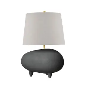 Elegant Organic Elliptical Tiptoe Table Lamp with Tapered Linen Shade for Soft, Cozy Lighting