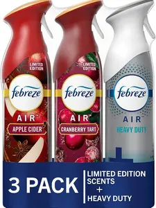 3 Pack Air Effects Odor-Fighting Air Freshener Apple Cider Cranberry Tart Fresh Baked Vanilla 8.8 oz.