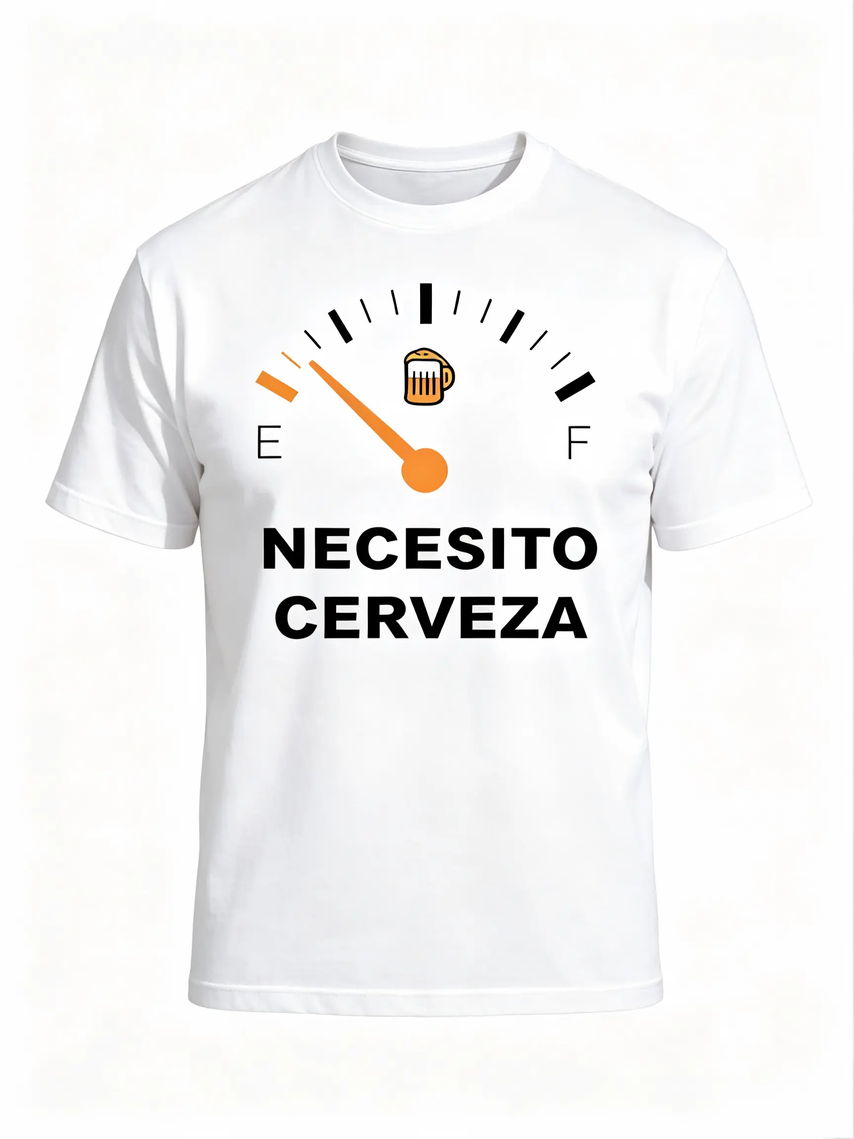 Men's "NECESITO CERVEZA" Letter Graphic Cotton Fabric Oversized Tee, Regular Fit Round Neck Short Sleeve Top for Summer Daily Wear, Cold Wash Sports Casual Shirt