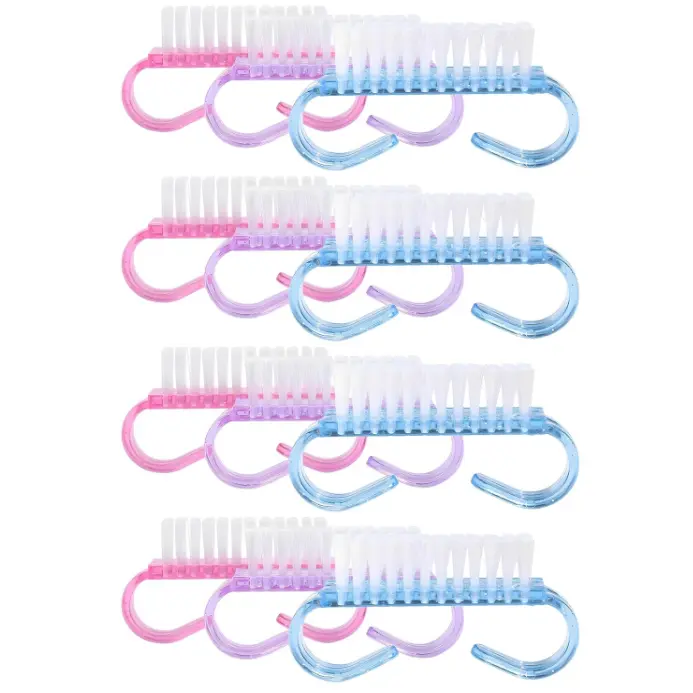 12-Pack Handle Grip Nail Brush(assorted color), Fingernail Scrub Cleaning Brushes for Toes and Nails Cleaner, Pedicure Brushes for Men and Women