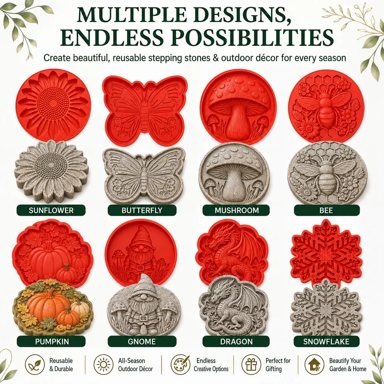 Reusable Sunflower Concrete Mold, DIY Craft for Garden Patio Pathway Step Stones, Outdoor Yard Lawn Landscaping Backyard Decor (Reusability-Focused Garden Decor Tool)