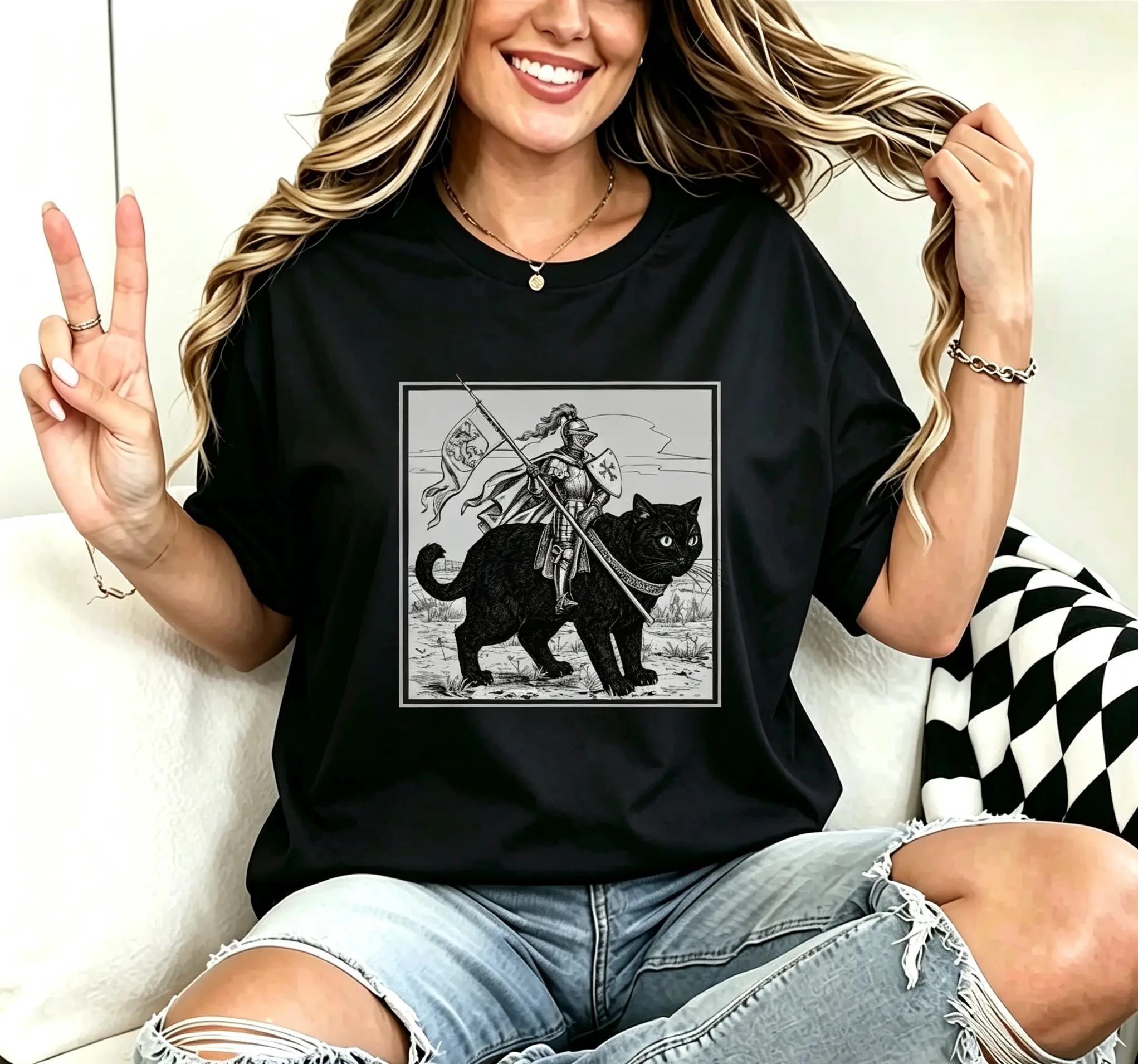 Medieval Knight Shirt | Renaissance Fair Knight Cats Rider | Funny Medieval | Woman Man Unisex