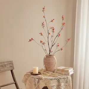 Oriental Autumn Branches Artificial Twigs Flexible Styling Dry Arrangements for Hotel Lobby Home Decor Chinese Style Centerpiece Photo Studio Setting Prop Silk Fruit Plants Ornaments