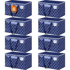 Fabspace Moving Bags, Extra Large Moving Supplies, Heavy Duty Storage Bags, Packing Bags with Reinforced Zippers & Handles, Collapsible Packing Boxes, Storage Totes for Moving, Packing, 88L, 8 Packs