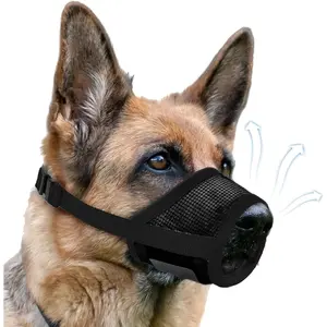 Dog Muzzle, Soft Air Mesh Muzzle for Small Medium Large Dogs Anti Biting Barking Chewing, Breathable Drinkable Adjustable Loop Pets Muzzle for German Shepherd Husky Labrador Retriever (Black,L)