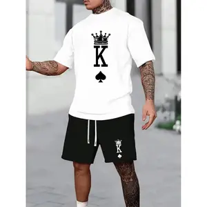 Mens 2 Piece Tracksuit Set Summer Outfit T Shirt and Shorts Matching Sets Graphic Style Loungewear Activewear Beachwear Vacation Outfit for Men Sporty Casual Daily Wear Clothes Menswear Gamis Formal