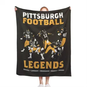 Vintage Pittsburgh Football Legend Blanket, Low Sensitivity, Stain Resistant, Four Season Knitted Polyester Bedding, Versatile Soft Warm Blanket, Machine Washable, Ideal for Sports Fans, Christmas, Ne