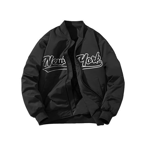 American Vintage Functional Stand Collar Baseball Jacket Men's Spring Autumn Winter Pilot Bomber Coat with 'New York' Embroidery