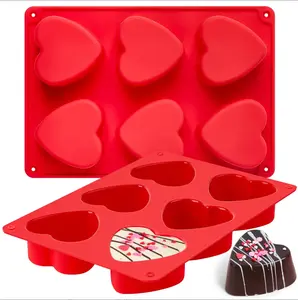 2 Pack Valentine's Day Heart Shaped Chocolate Molds, 6-Cavity Mini Muffin Tray Heart Silicone Mold for Baking Brownie, Cheesecake, Cupcake