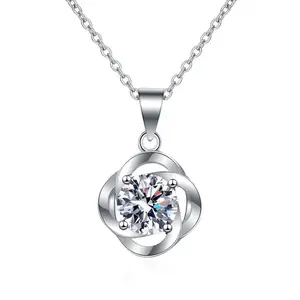 AZ460-X 18K White Gold Platinum PT950 1ct Moissanite Pendants Necklace for Women Jewelry Lightweight Everyday Pendant