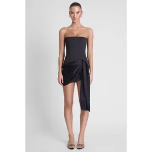 Solara Satin Corset Dress - Black