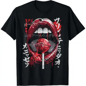 Cotton Streetwear Graphic Tees Casual Round Neck Shortsleeve Fashion Japanese  Cyberpunk Y2K Retro Techwear Anime T-Shirt
