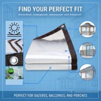 Block Pollen Dust Clear Patio Curtain - Heavy Duty PVC Outdoor Enclosure, WaterproofWindproof Transparent Tarp, Gazebo Porch Panels for Furniture Protection