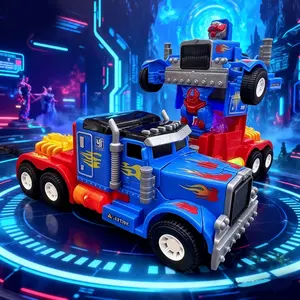 Electric Transformable Tow Truck Car Robot Toy, Dual Transformation Vehicle, Colorful Sound Light Music, No Battery Included