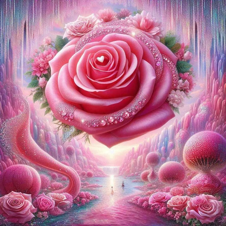 1pcs 5D DIY diamond painting kit, 5D diamond art set, animation, pink rose diamond painting kit full round drill DIY, mosaic, diamond art, DIY art home decor, gift.