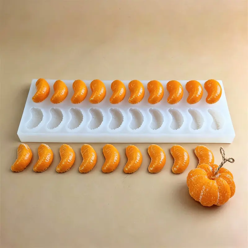 20-Cavity 3D Orange Segment Food-Grade Silicone Mold - Translucent, Glossy, Flexible Reusable for Silicone Baking, Handmade Crafts, Chocolate, Water Sports Swimming Accessory, 3D Mold, Silicone Candy Molds