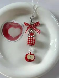 Cute Apple Design Keychain, Bow & Flower Decor Keychain for Car Key & Phone for Women & Girls, Fashion Y2k Accessories for Bag Decoration, Keychain for Bags, Trendy Cute Keychain