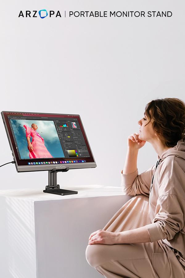 ARZOPA CellPhone Folding Stand, Adjustable & Foldable Sturdy Holder for Desk Smartphone Accessories Compatible iPhone, iPad, Portable Monitor 7"-15.6" ARZOPA CellPhone Folding Stand, Adjustable & Foldable Sturdy Holder for Desk Smartphone Accessories Compatible iPhone, iPad, Portable Monitor 7"-15.6"