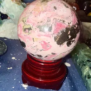 Peruvian Rhodonite Sphere With Stand
