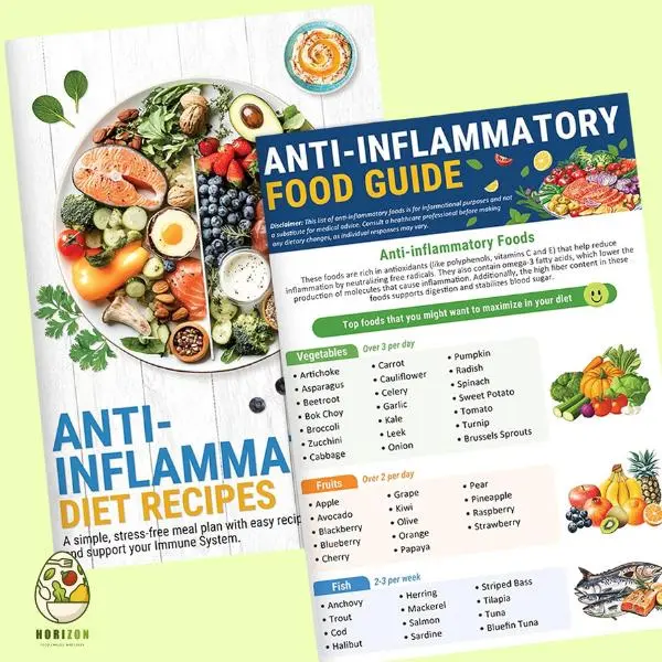 Set 2 Anti Inflammatory Diet Foods List: Nutrition Grocery, Recipes Guide for Beginners, Healthy Nourishing Plan with Antioxidants and Action Plan