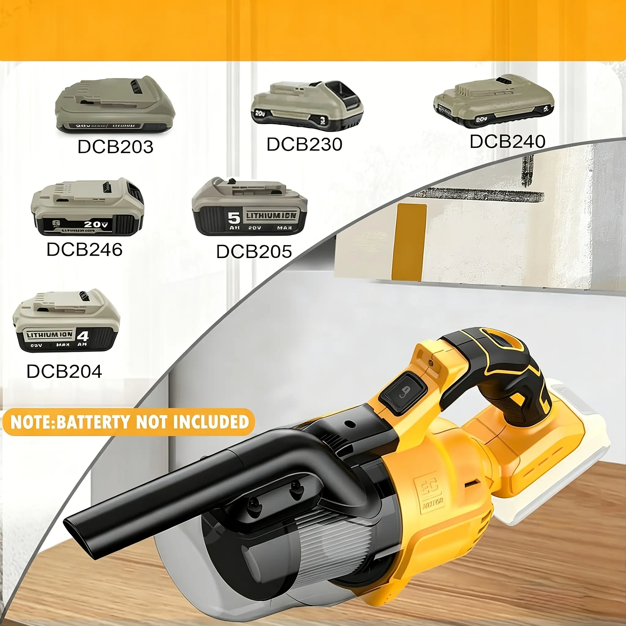Five-in-one Wireless Handheld Vacuum Cleaner, Suitable For For DeWALT 20V Battery, Suitable For Hard Floor, Car, Pet Hair Cleaning, Carpet And Car (battery Not Included) 46 CFM Portable Handheld Vacuum Cleaner With Filter HEPA