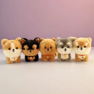 Cute Imitation Fluffy White Bear Corgi Dog Plush Toy Big Head Kawaii Lifelike Animal Chai Dog Songshi Yorkshire Bear Husky Doll Soft Plush Puppy Gift for Kids Birthday New Year Home Decor