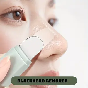 1-piece ergonomic blackhead removal tool, Blackhead remover - facial cleanser, designed for facial pores, using a non-electric scraper with a textured surface, equipped with a light green handle for comfortable grip