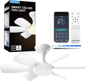 Socket Ceiling Fan with Lights & Remote App, E26/E27 Base, Dimmable 3-Color, Reversible Motor, Easy Screw-in Installation for Bedroom, Living Room, Kitchen & Garage