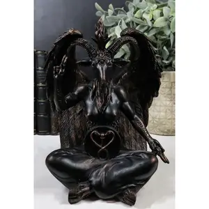 Pagan Occult Sabbatic Goat Idol Baphomet Sitting Meditation Figurine 8"H
