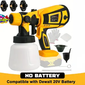 (with or without battery)Cordless Paint Sprayer for DEWALT 20V Battery HVLP Electric Spray Paint Gun with 4 Nozzles & 1000ml Capacity Container for Painting Wall Fence Home Interior and Exterior (Tool Only) Ip hv milwaukee tools paints prayer aeroproa610