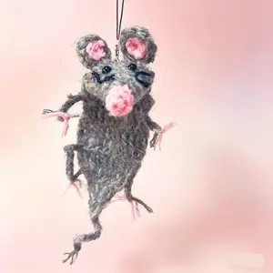 Handmade Ugly-Cute Rat Plush Bag Pendant, Aesthetic Accessory