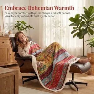 1 PC Bohemian-style wool blanket, featuring vibrant Bohemian prints and super soft and comfortable inner lining. A nap blanket suitable for sofas, beds or decoration. Suitable for use in summer and winter.