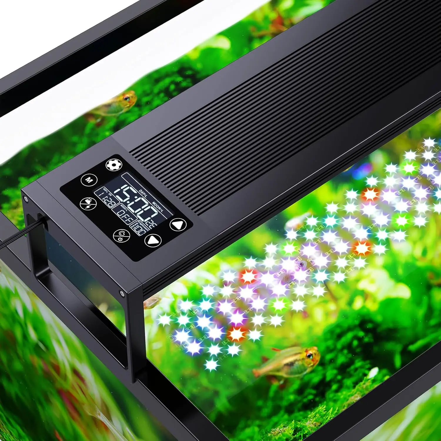 SEAOURA 24/7 Full Spectrum LED Aquarium Plant Light for 18-54 Inch Fish Tanks Built-in Timer Auto On/Off 9 Color Modes Dimmable Brightness Daylight & Moonlight Modes Multiple Weather Simulation Aquarium LED Light for Beginner & Experienced Aquarists