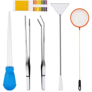 Fish Tank Cleaning Tools, 6 pcs Aquarium Cleaning Tools, Feeder Tools Kit, Aquarium Plants Cleaner, Algae Scraper for Glass Aquariums