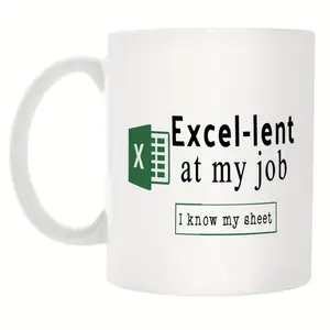 Excel-Lent Ceramic Mug 11oz BPA-Free Insulated Reusable Dishwasher Microwavable Perfect Gift for Data Enthusiasts