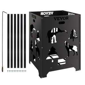 【Father's Day gift】VEVOR Burn Barrel, 21x21x27 inch Burn Cage, Carbon Steel Cage Incinerator, Incinerator Barrel with Lid and Handle for Outdoors