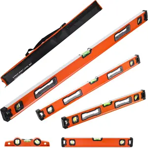 5-Piece Spirit Level Set, 10", 16", 24", 32", 48" Level Set with Magnetic Torpedo Level, 45 ° /90 ° /180 ° Bubbles Measuring, Aluminium Alloy Levels with Carrying Bag