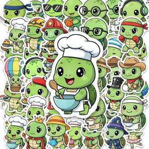 50 Pcs Turtle Stickers Creative Cartoon Cute Fun Tortoise Decorative Waterproof Stickers, Adorable Animal Decals for DIY Projects