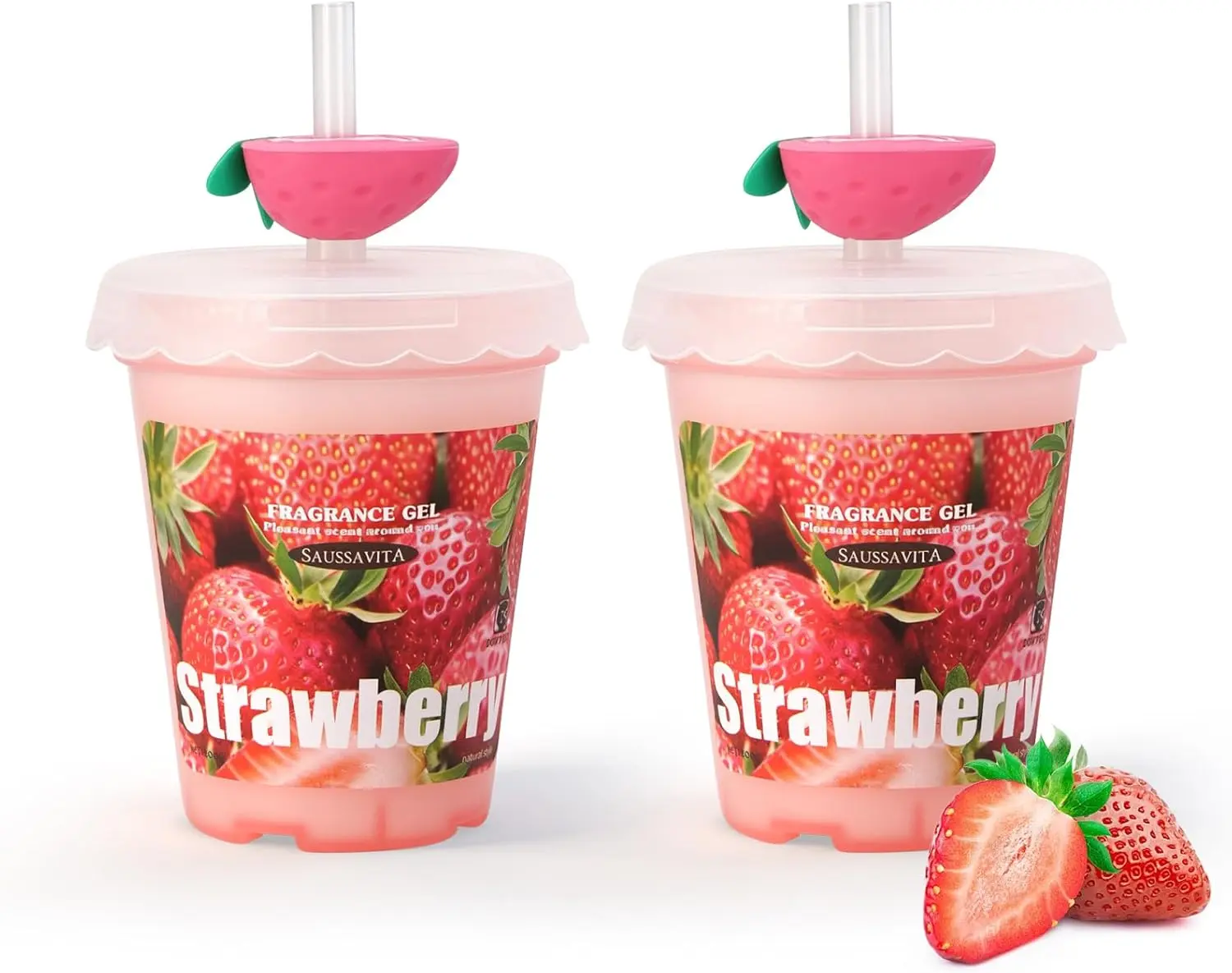 Diffusers for Home Strawberry Scent  Pack, Bathroom Diffuser Fruit Cup Shape for Office, Air Freshener Diffuser Gel LeakProof Car & Room, Bathroom Scent Diffuser for Friends and Family