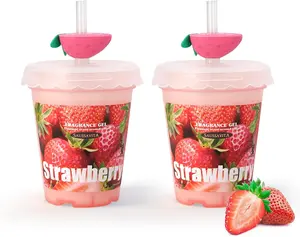 Diffusers for Home Strawberry Scent  Pack, Bathroom Diffuser Fruit Cup Shape for Office, Air Freshener Diffuser Gel LeakProof Car & Room, Bathroom Scent Diffuser for Friends and Family