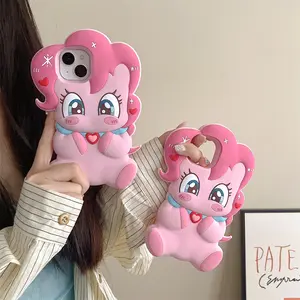 3D Cartoon My Little Pony Kawaii Phone Cases For iPhone 15 14 Plus 16 13 12 Pro Max Anti Fall Y2k Cute Soft Silicone Cover