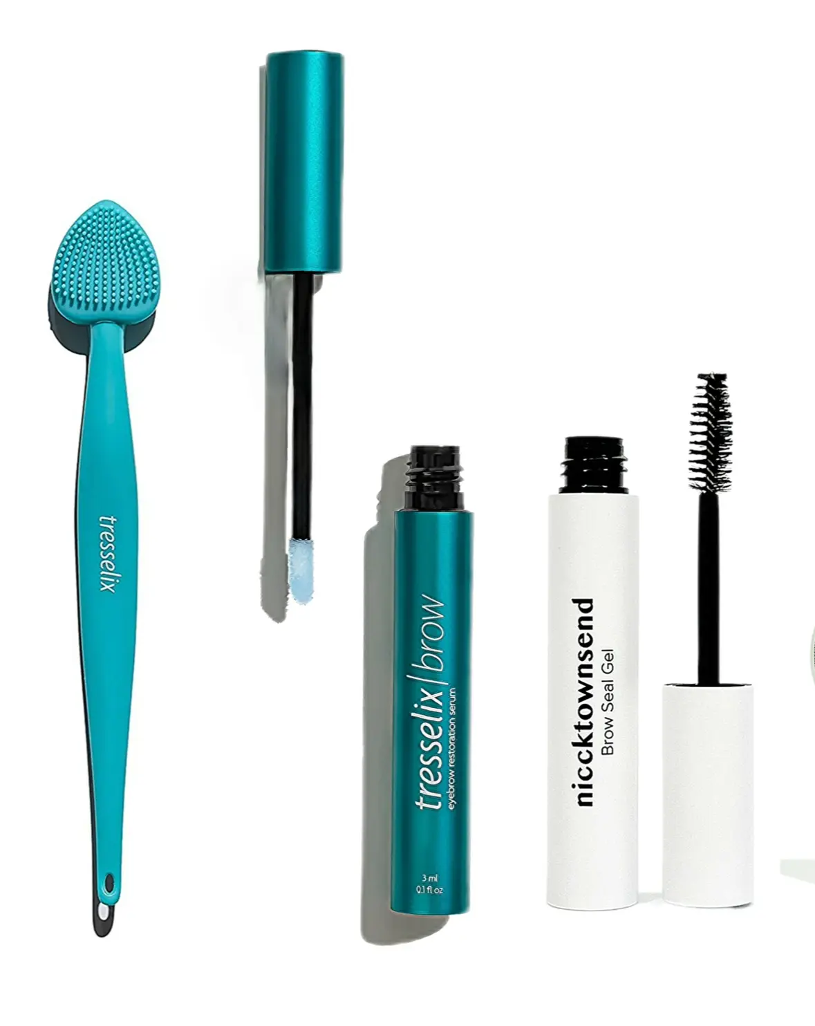Nicck Townsend Brow Restore System - 2-Step Ritual with Serum & Gel for Thicker Fuller Brows in 15 Days - Includes Silicone Exfoliating Brush