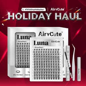 Luna | AiryCute MangaMagic Collection Upgrade U Lashes with Ultra-Dense, Waterproof, Long-Lasting Lashes |  TikTokShopBlackFriday | Aphrodite | Fashion Wet Look | Beginner Friendly DIY Lashes For a Flawless, Voluminous Look | Trendy & Must-Have Clusters