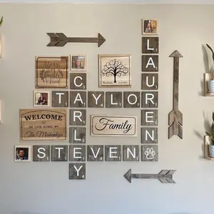 [Made to order] Decorative Wooden Letter Wall Tiles 4x4 Inches Personalized Lightweight for Room Decor