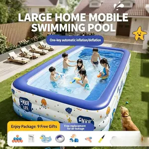 Kids Inflatable Pool, Automatic Inflate in Minutes! Backyard Summer Fun for Whole Family