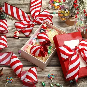 2.5 Inch Classic Style Christmas Craft Satin Ribbon Set - 2 Rolls,  Perfect for Christmas Gift Wrapping, Home Decor, Birthdays, Weddings, Party Favors, And Crafts